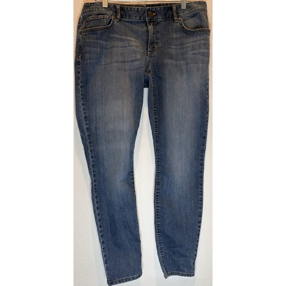 Eddie Bauer Slightly Curvy Skinny Ankle Jeans 12 Stretch Specially Dyed Print - Picture 1 of 3